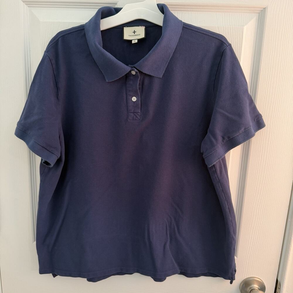 Tuckernuck Polo Womens XL Navy Holmes Boyfriend Short Sleeve Preppy Old Money